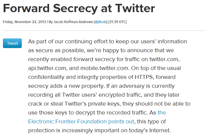 Twitter and forward secrecy